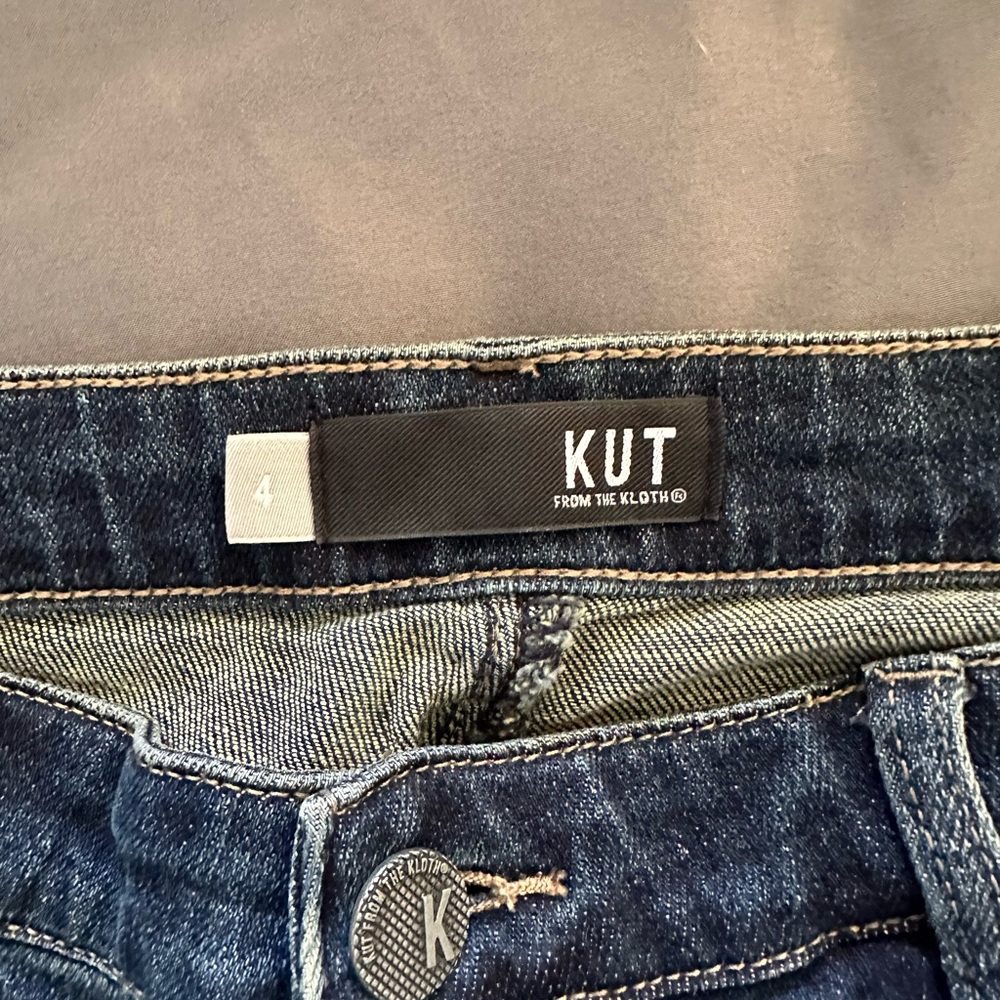 Kut from the Kloth Dark Blue Denim Stretch Reese Ankle Straight Leg Jeans Size 4 - Picture 8 of 9